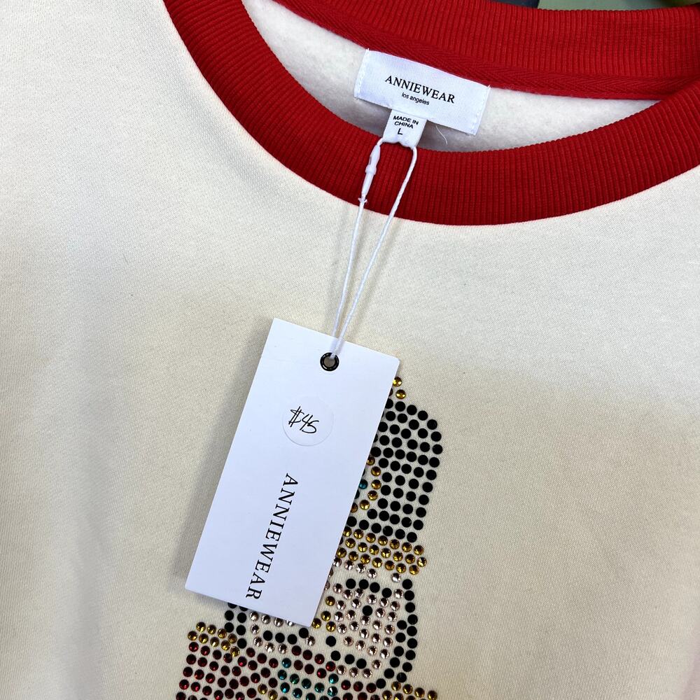 NWOT Anniewear Rhinestone Nutcracket Color Block Sweater Large - Picture 5 of 5